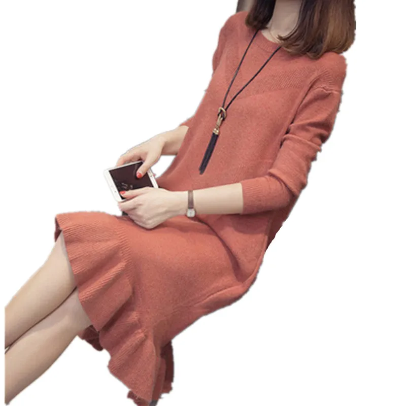 Платье-Свитер женский на плотной подкладке для девочек Сезон осень-зима В