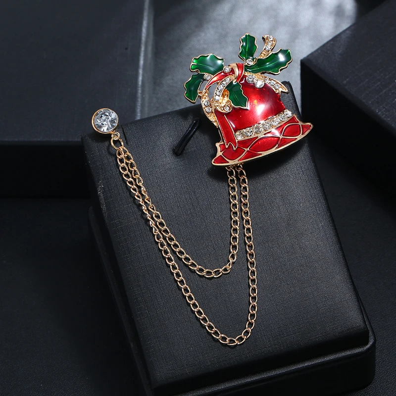 Christmas Brooches Tassel Brooch Gifts Jewelry Snowman Xmas Hat Decor Men Suit Shirt Collar Needle Buckle Lapel Pins Chain | Украшения и