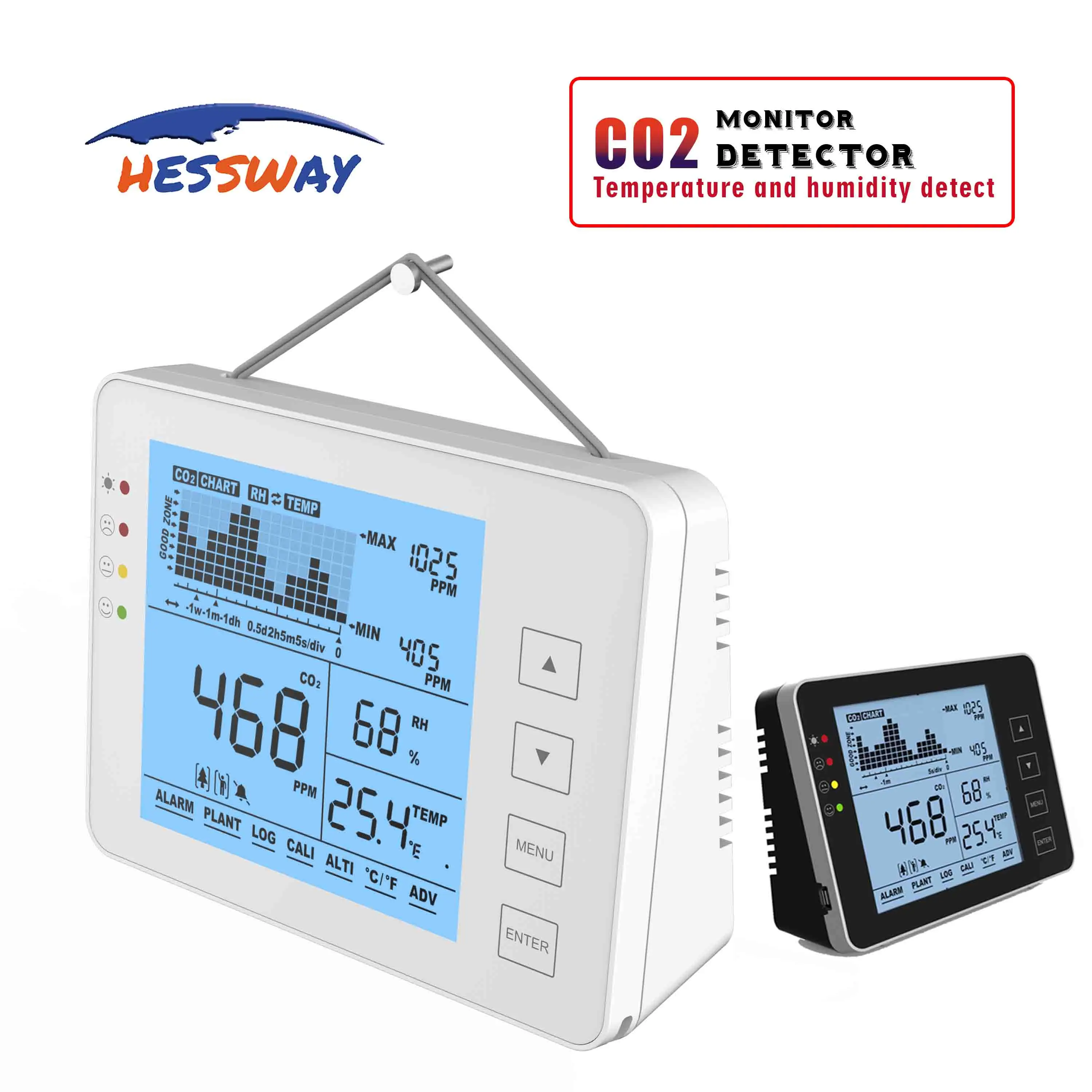 

7 Day Recall function Carbon Dioxide analyzers Alarm System CO2 Meter Gas Leak Detector for Temperature Humidity Detector