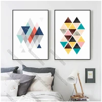 modern style canvas painting wall poster many triangles formed rhombuses with different colors for home rooms wall decoration
