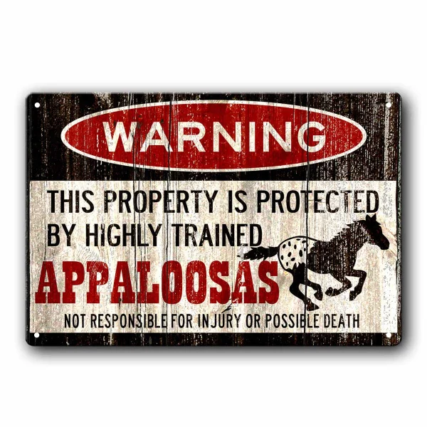 

Appaloosa Sign Funny Horse Warning Sign Vintage Tin Metal Sign Bar Club Cafe Garage Wall Decor Farm Decor Art