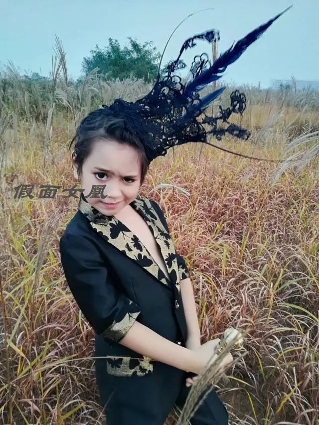 Ручной работы косплей аксессуары для волос корона кружево перо повязка на голову