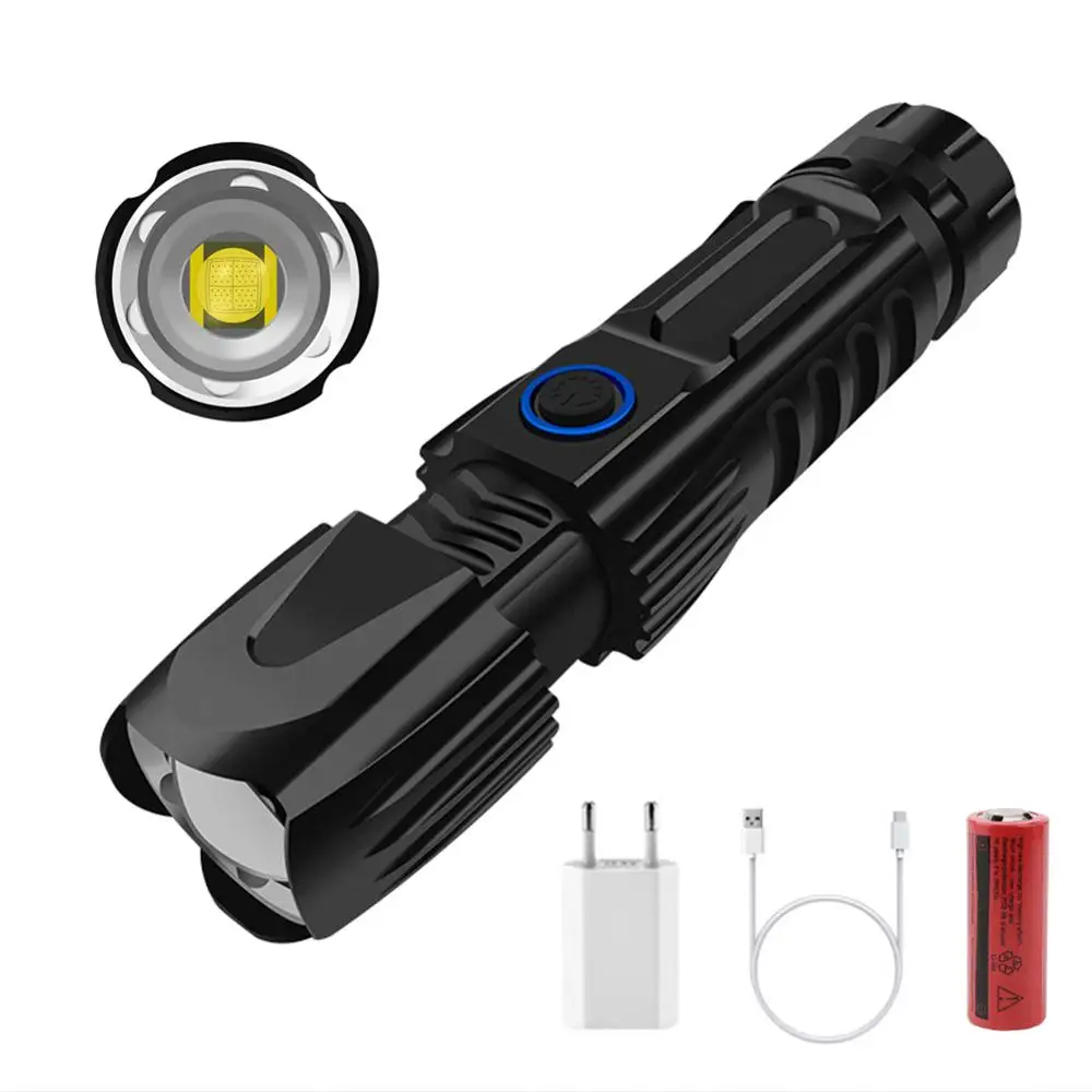 

USB Перезаряжаемый светодиодный фонарь P90 лампа 30 Вт Мощный тактический зум фонарик водонепроницаемый фонарь 5 режимов для работы/охоты