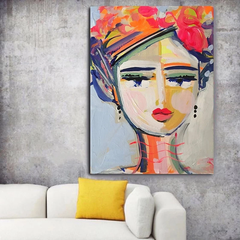 

Modern Abstract Woman Portrait Canvas Painting Impressionist Posters and Prints Cuadros Wall Pictures for Living Room Home Decor