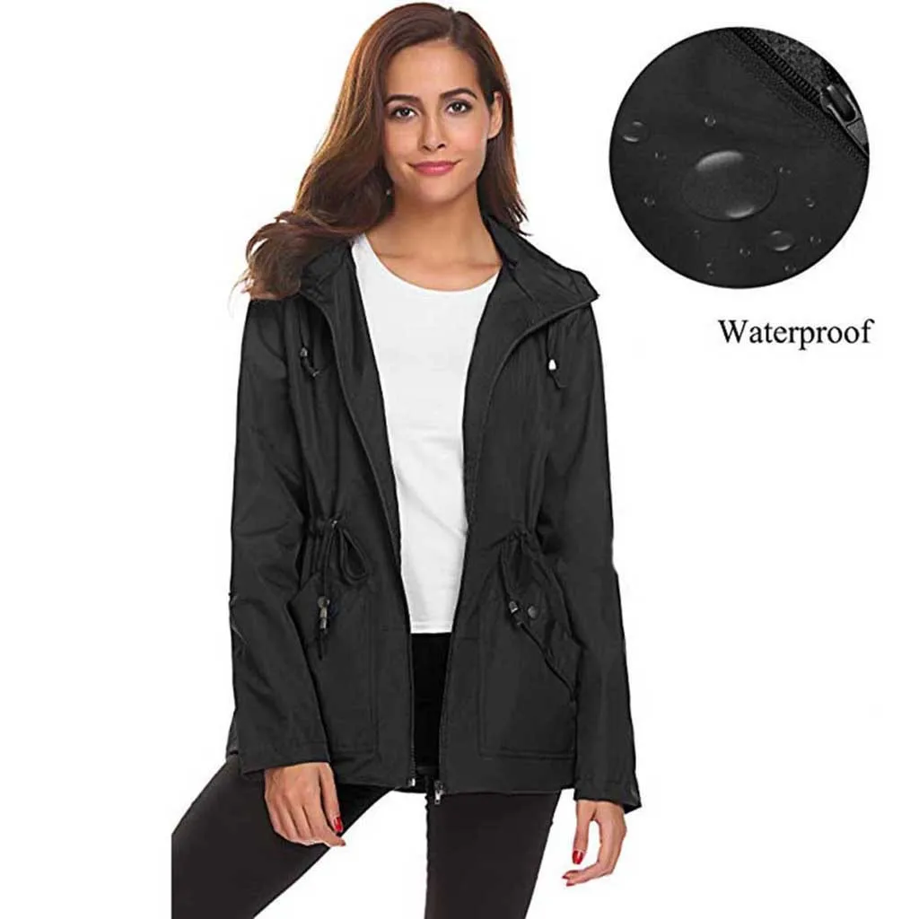 Женская уличная водонепроницаемая куртка с капюшоном непромокаемая легкая