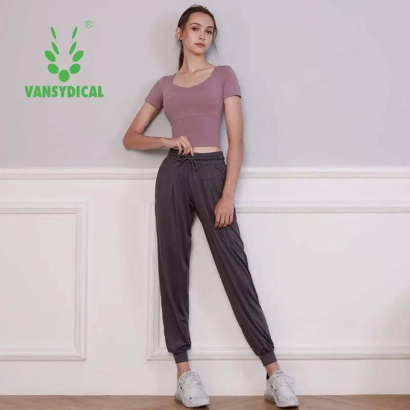 Женский комплект для йоги Vansydical из 2 предметов дышащая футболка с коротким