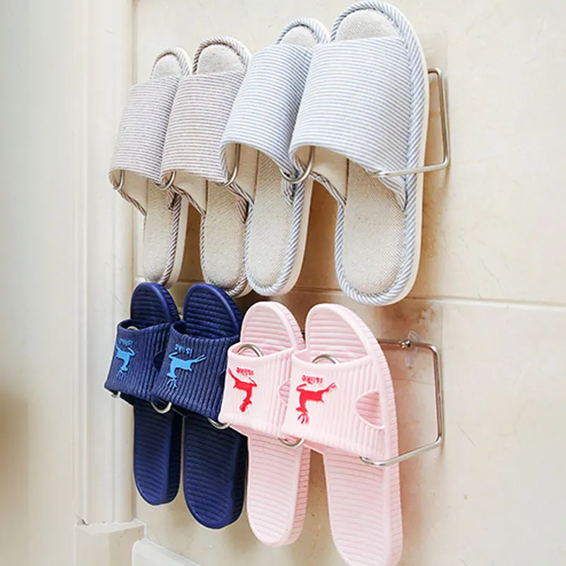 Household Wall-mounted Stainless Steel Metal Shoe Rack Slippers Storage Home Organizer Accessories Bathroom Racks | Дом и сад