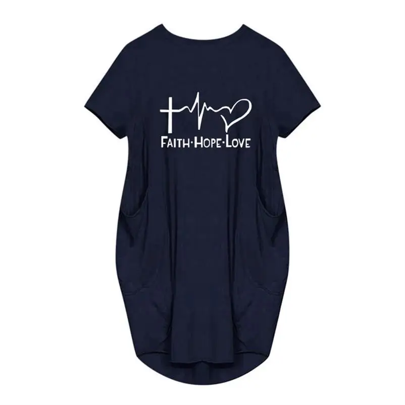 

Women Dresses Faith Hope Love Heartbeat Cross Jesus Short Sleeve Dress Letters Print Clothing Summer Vestidos Drop Ship 5XL