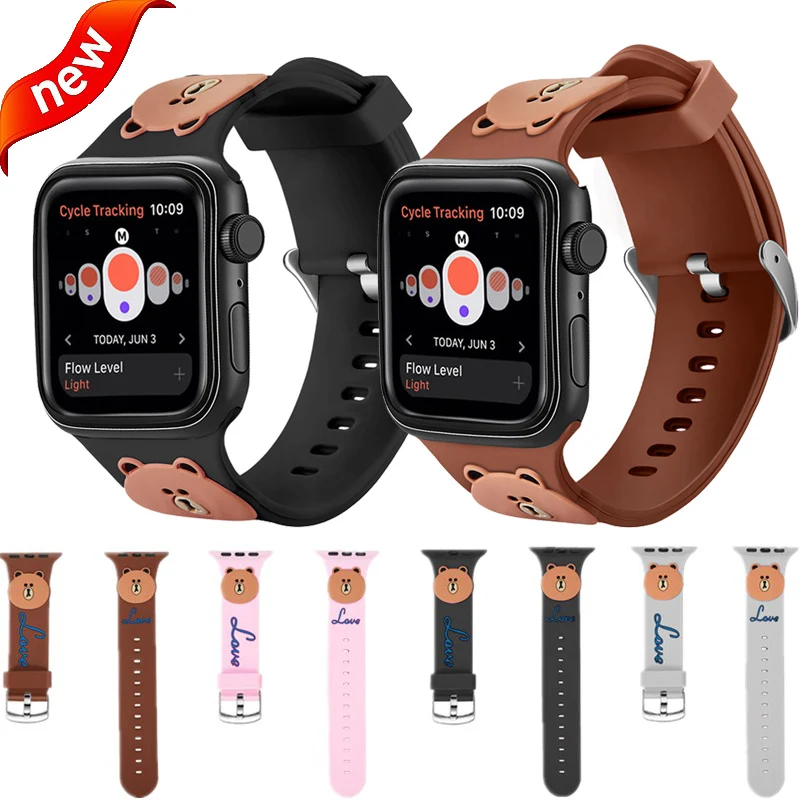 Силиконовый ремешок для часов apple watch с милым 3D рисунком из мультфильма 42/38 мм