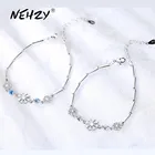 Браслет из серебра 925 пробы с синим кристаллом и снежинкой, 20,5 см