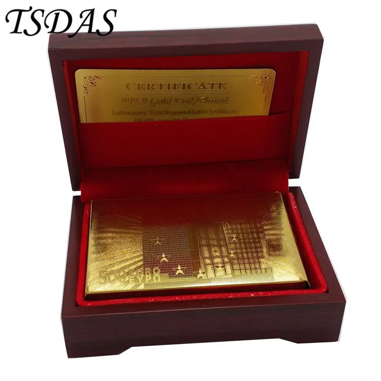 24K 999,9 Позолоченные игральные карты евро 500 в красивой красной коробке покер колода 99.9% золотой фольги ИГРАЛЬНЫЕ КАРТЫ Лидер продаж в