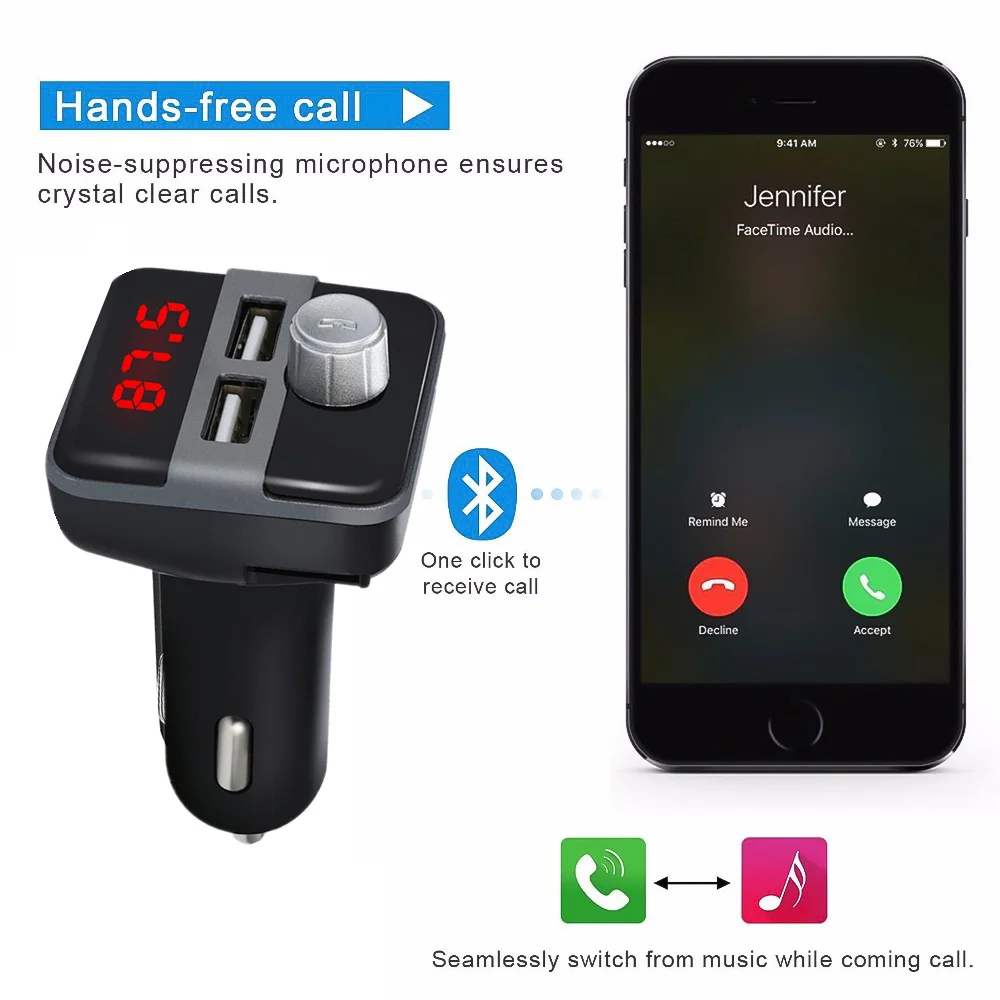 FM передатчик Aux модулятор Bluetooth автомобильный комплект громкой связи аудио mp3