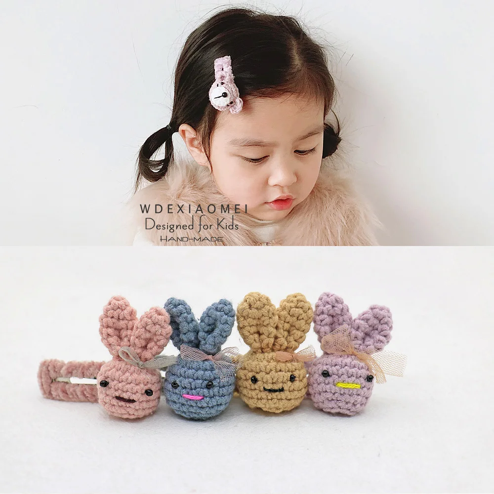 Милые заколки для волос с мультяшным кроликом девочек и женщин милые шерстяные