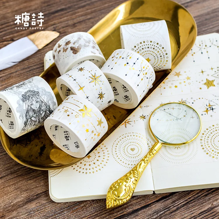 

Hand account party DIY decoration and paper tape hot stamping starlight retro character butterfly Wedding dress girl washi tape
