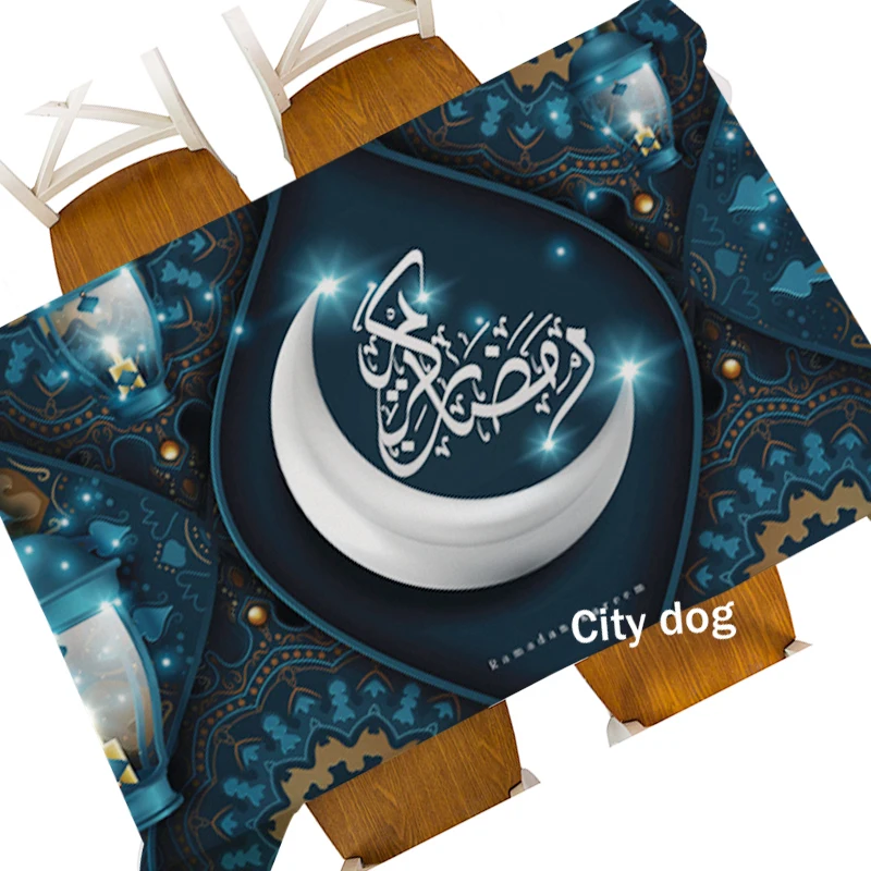 Мусульманская скатерть Eid Mubarak с принтом водонепроницаемая прямоугольная