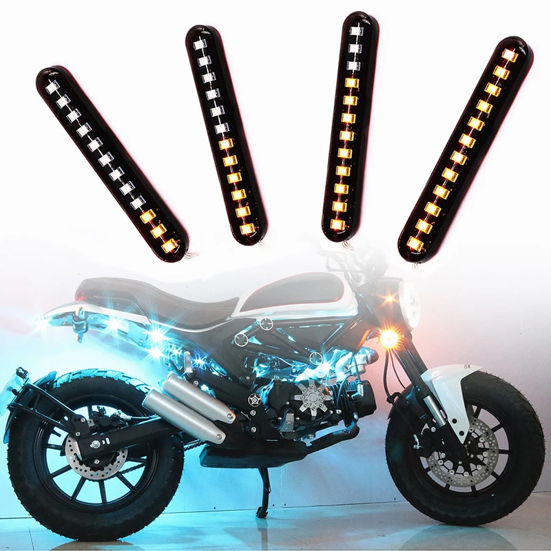 

2835SMD 2X Turn Signal Lamp 12V Waterproof IP68 80*12*7.4mm Amber 12LED 3000K ATVs Cars Sequential Flowing Mini