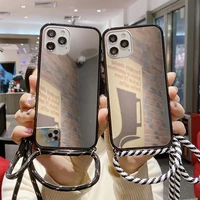 strap mirror case for samsung galaxy s22 ultra s21 s20 fe s10 plus a32 a52 a72 crossbody lanyard necklace cord shockproof cover