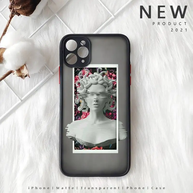

Roman statue art design Phone Case Matte Transparent for iphone 11 12 pro mini XS XR X max 7 8 plus TPU Mobile bags coque shell
