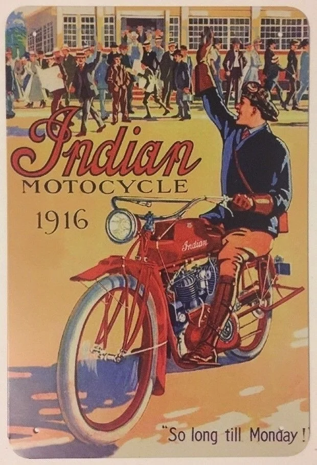 Индийский мотоцикл гараж винтажные жестяные знаки мужская пещера сарай Бар знак