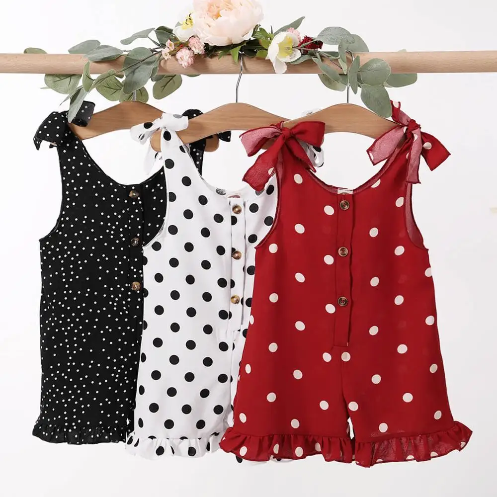 

Baby Girl Summer Clothes Free Shipping Onesies Retro Dots Printed Sleeveless Vest Toddler Girl Jumpsuit Baby Clothes Mikrdoo