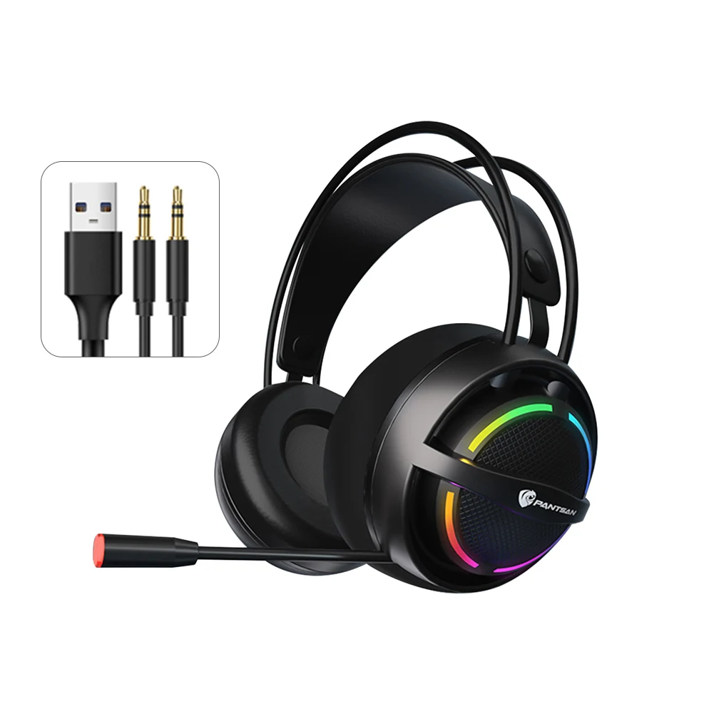 Проводная игровая гарнитура со светодиодной подсветкой и микрофоном 50 мм |