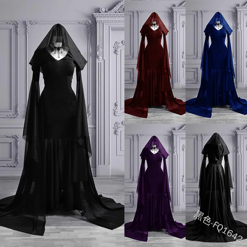 Женское винтажное платье до пола готическое средневековой длины в стиле ретро