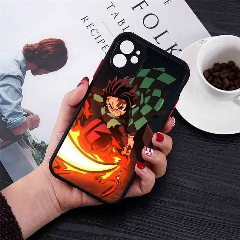 

Demon Slayer japanese anime Kimetsu no Yaiba Phone Case matte transparent For iphone 7 8 11 12 plus mini x xs xr pro max cover