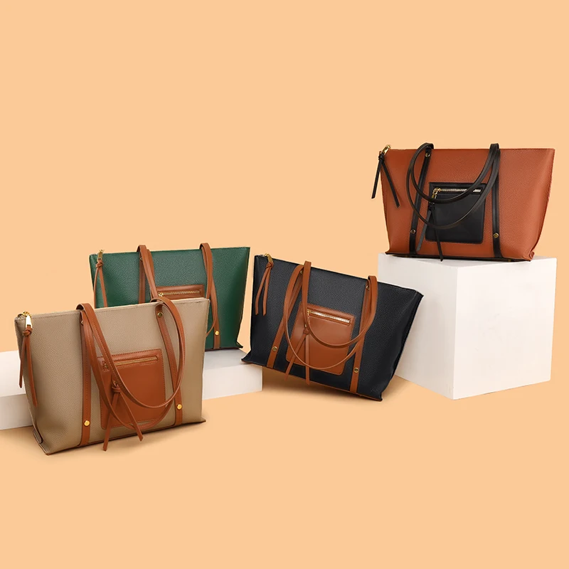 

Женская сумка на плечо из воловьей кожи, вместительный саквояж из натуральной кожи, Повседневная модная дизайнерская сумочка-тоут, мессенд...