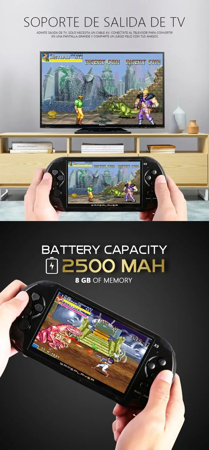 Видео Ретро игровая консоль X9 PSVita Ручной игровой плеер для PSP Viat игры 5 0 дюймов