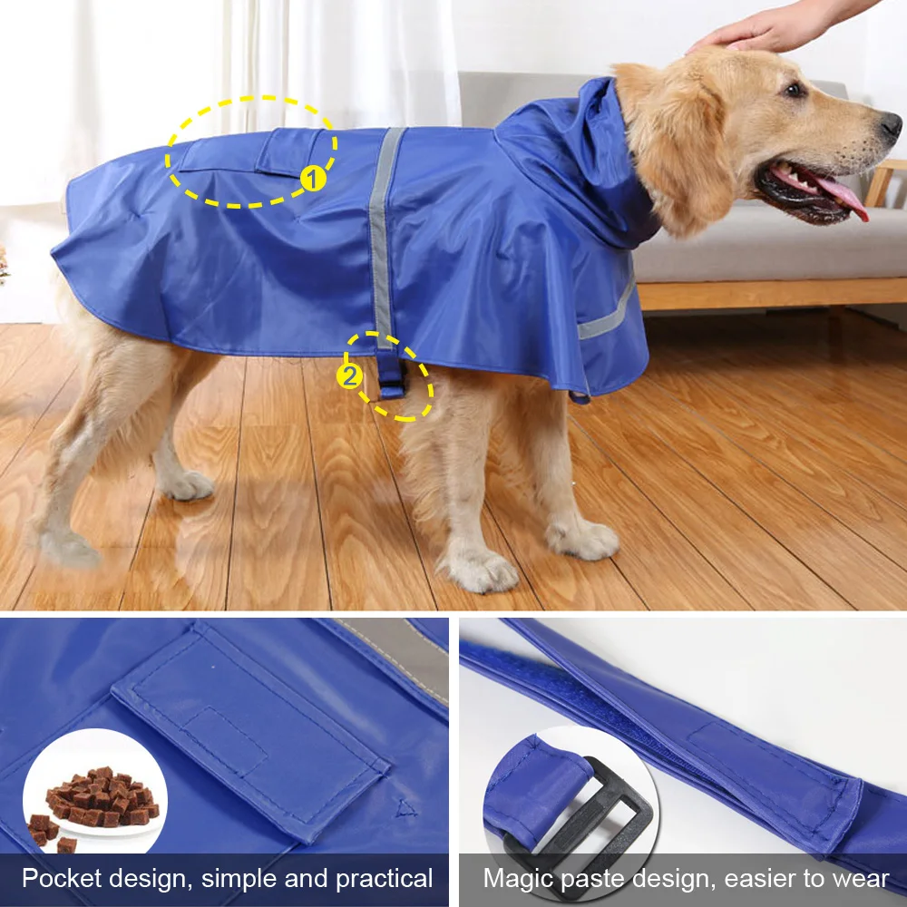 Дождевик для собак водонепроницаемый дождевик одежда со светоотражающей лентой