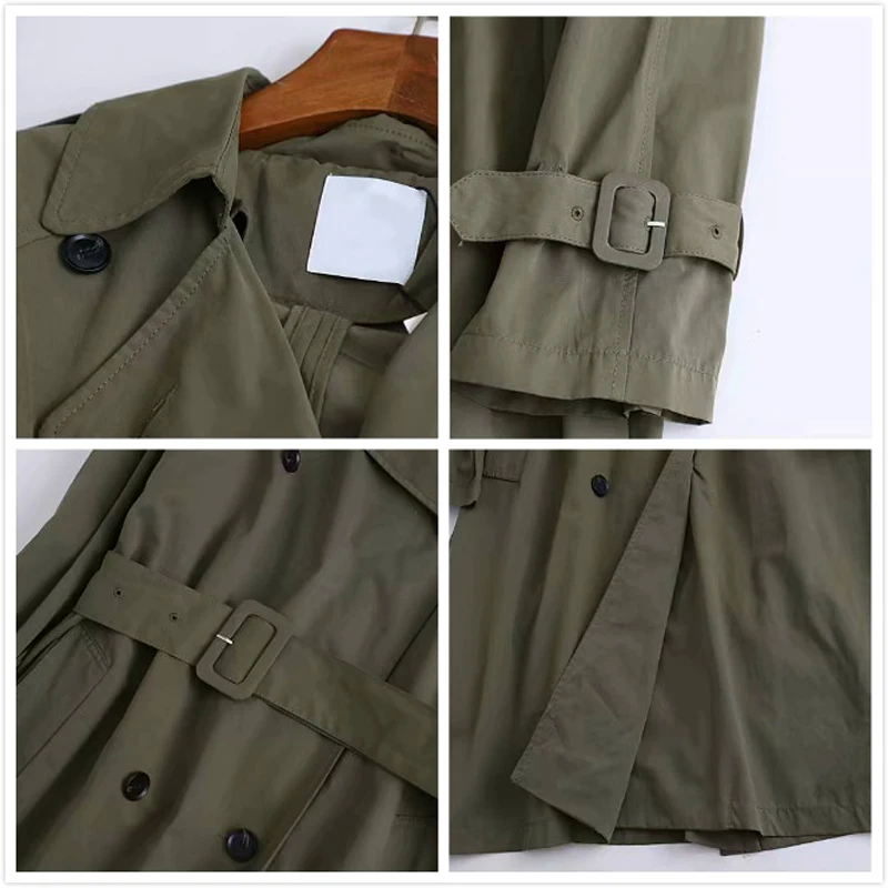 Тренчкот женский длинный с поясом модная двубортная Повседневная ветровка в