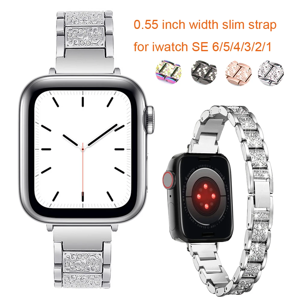 

Браслет из нержавеющей стали для apple watch band 40 мм 38 мм, Женский Блестящий ремешок для iwatch se 6 5 4 3 44 мм 42 мм, ювелирные изделия
