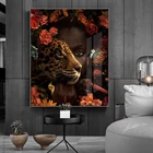 Африканское искусство, черная женщина, тигр, роза, птица, картина маслом, холст, художественные плакаты, принты, Настенная картина для декора гостиной