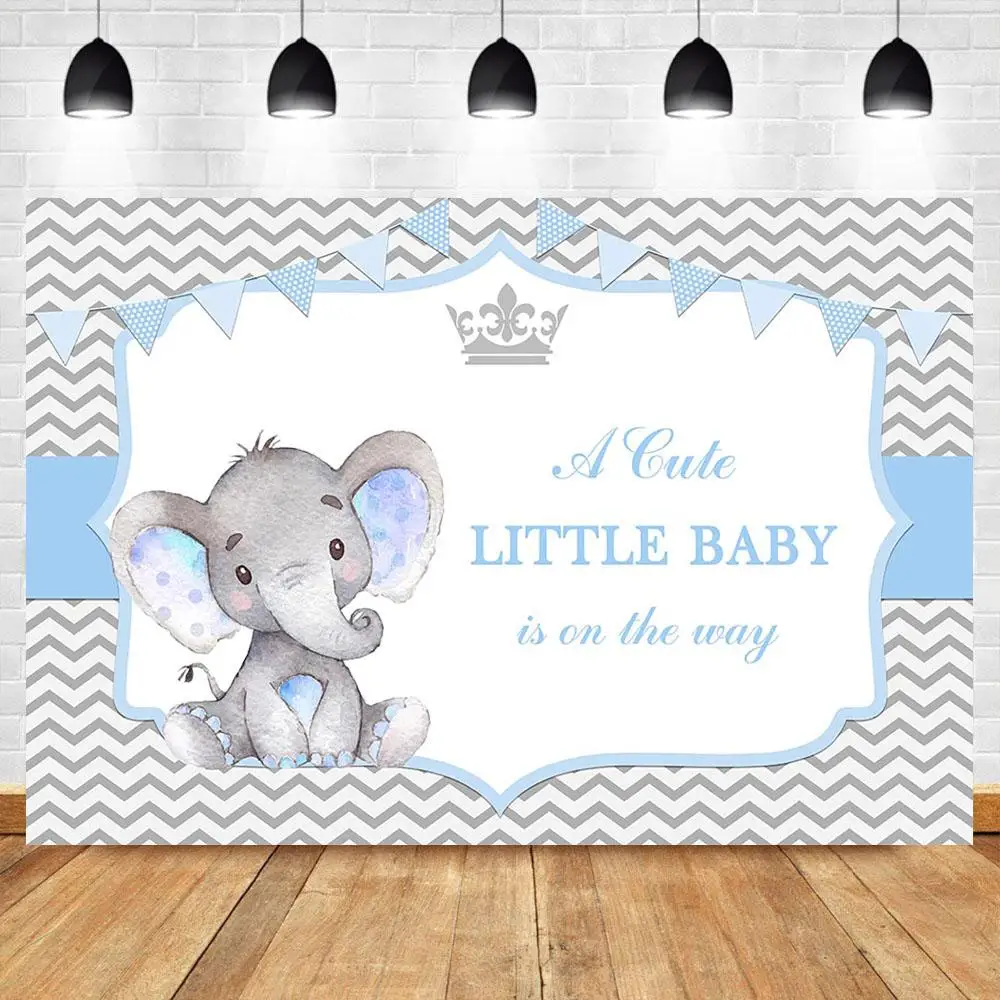 Nitree Elephant Baby Shower Backdrop Blue Elephant Boy Baby Shower Party Dessert Table Decorations Props Photography Background