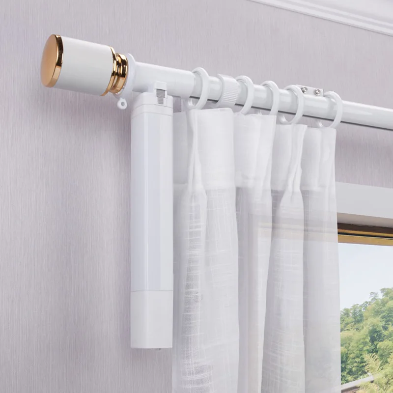 

New Arrival Alexa Control Electric Curtain Pole Hard-Wired Rechargeable or Smart Wi-Fi Motor Customized Size