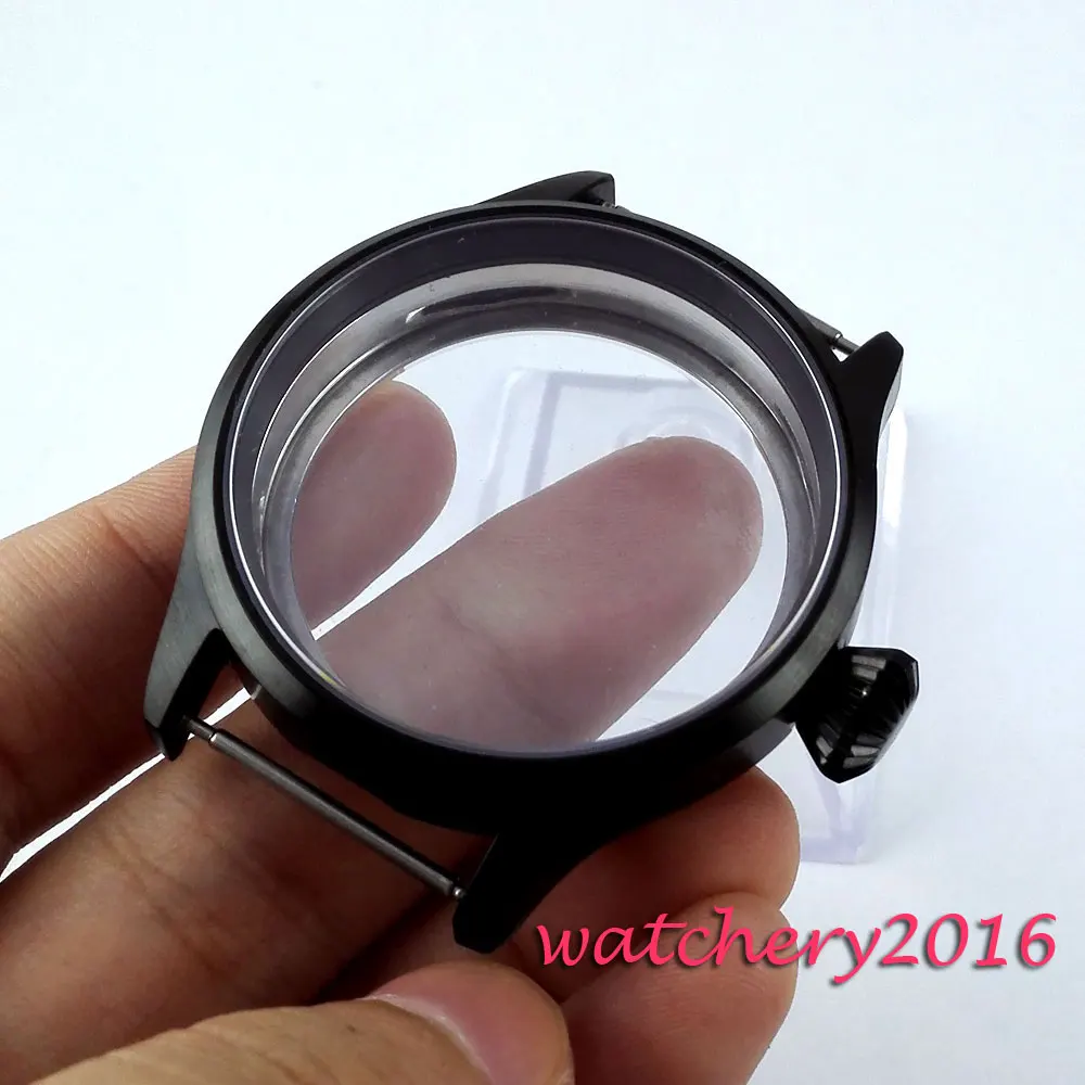 Популярные новейшие Роскошные Брендовые Часы 43 мм с сапфировым стеклом черный PVD