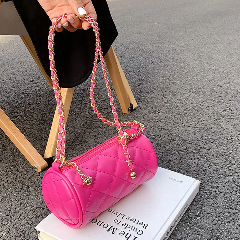 Женская сумка через плечо розовая из искусственной кожи с принтом в виде бочонка