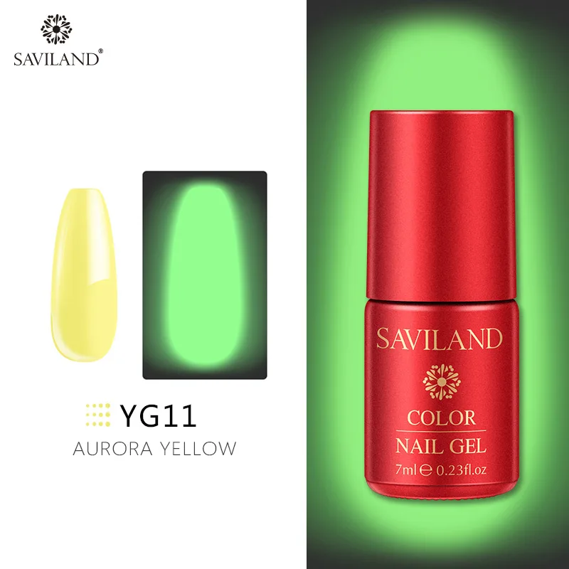 7ml YG11 Светящийся лак для ногтей SAVILAND, не протирает верхнее покрытие, 6 цветов, светящийся в темноте, Гель-лак для ногтей, отмачиваемый, УФ-Гель-лак, блеск в темноте - Цвет: 7ml YG11