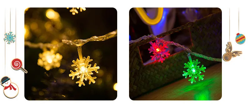 10M 80LED Christmas Snowflake LED String Lights Christmas Tree Decorations Lights for New Year Wedding Party Decorative Lighting