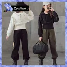 Комплекты одежды, толстовки с капюшоном для маленьких девочек, спортивная одежда, пальто для отдыха, хлопковые топы + комбинезоны, зимние детские костюмы для молодых студентов, для девочек