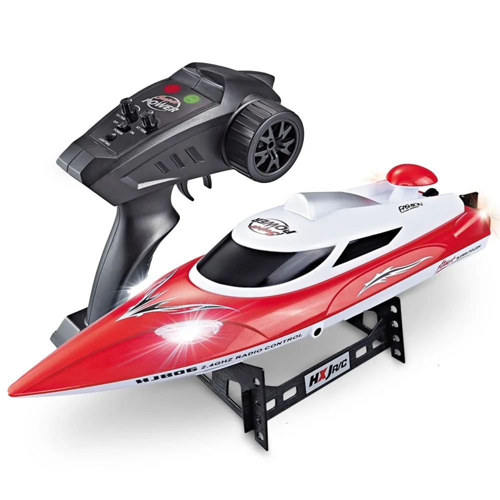HJ806 RC лодка 35 км/ч высокоскоростной Быстрый корабль с системой охлаждения воды лодка ночной Светильник двухслойный Водонепроницаемый RC лодки игрушки подарки - Цвет: Red