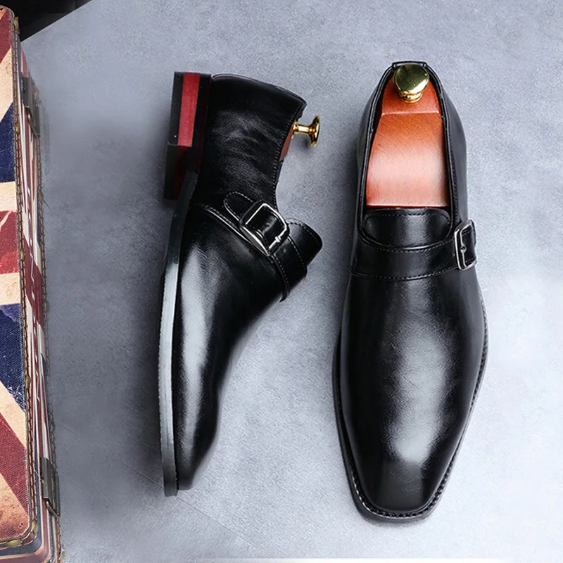 

Spring Autumn New Men Formal Leather Shoes Pointed Male Oxford Wedding Dress Shoes Handmade Non-slip Business Dress Men Shoes