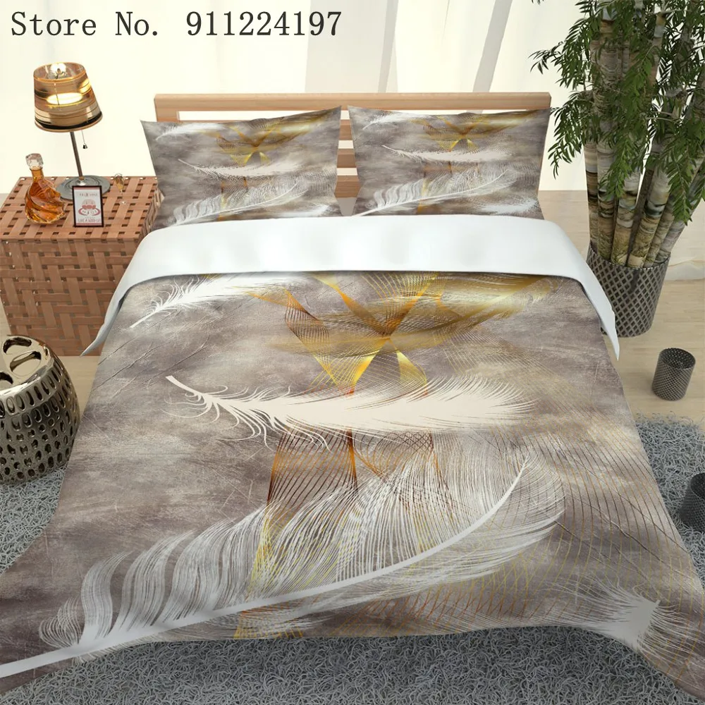 

3D Feather Printied Comforter Bedding Set 240x220cm Duvet Cover Kids Adult Quilt Cover Luxury Bedclothes Microfiber Bed Linen