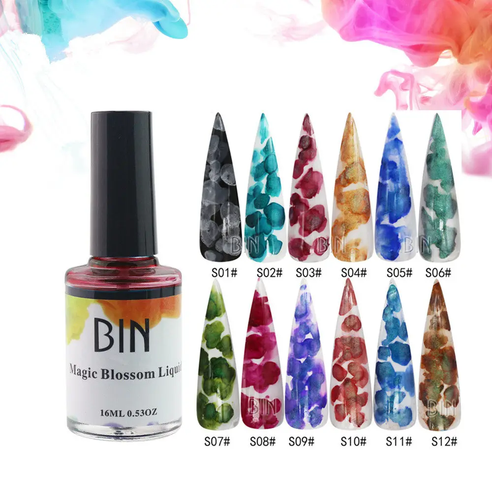 Набор лаков для ногтей 12 бутылок акварельные чернила гель цветущий дымчатый