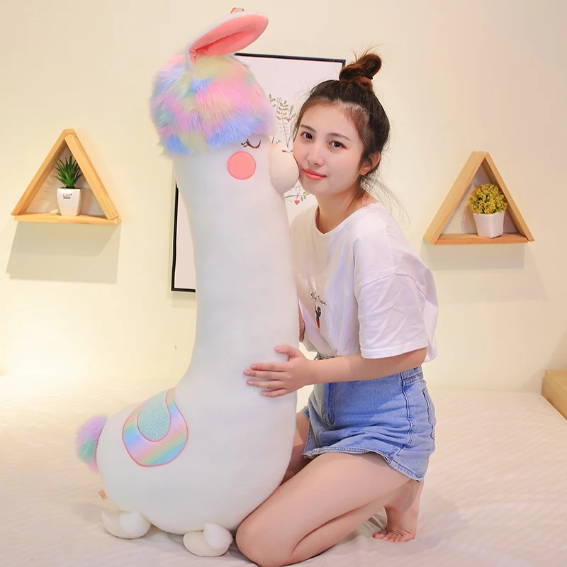 

Kawaii Rainbow Alpaca Plush Toy Japanese Alpaca Soft Stuffed Cute Sheep Llama Animal Dolls Sleep Pillow Home Bed Decor Gift