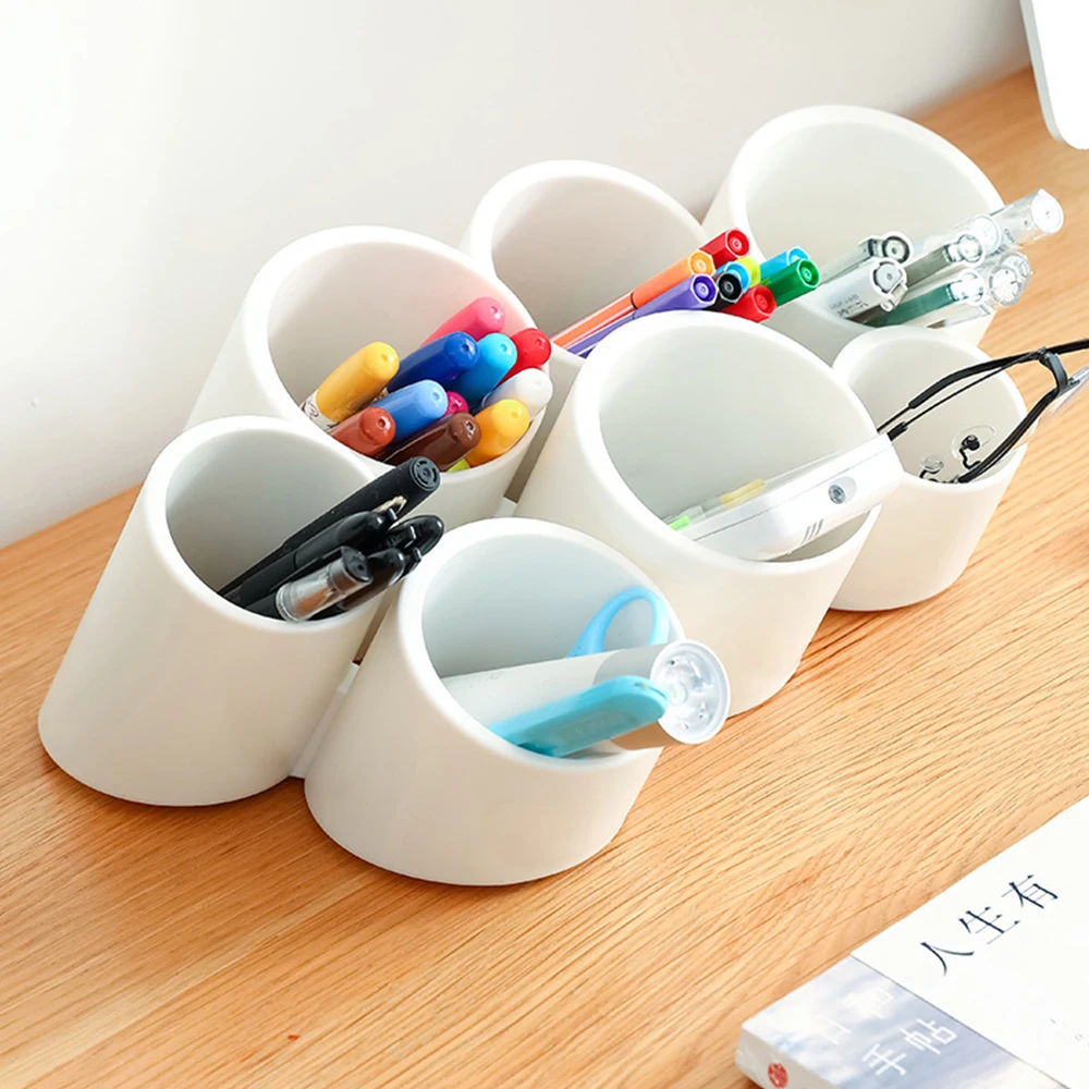 

Seven-tube Desktop Storage Box, Multi-function Desktop Pen Holder Makeup Tool Box, Stationery Storage Box, Storage Box