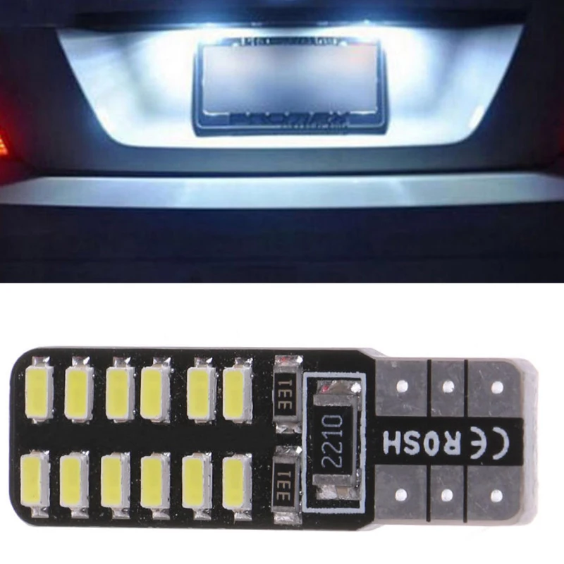 10 шт. T10 светодиодный светильник CANBUS 3014 24 SMD для салона автомобиля W5W/194 168 автомобильный габаритный светильник, Автомобильная лампочка источника, резервная лампа белого цвета