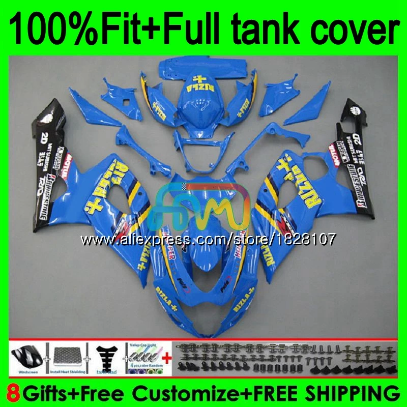 

Injection For SUZUKI GSXR1000 K5 GSXR-1000 GSX R1000 98BS.82 GSX-R1000 Blue yellow GSXR 1000 CC 1000CC 05 06 2005 2006 Fairings