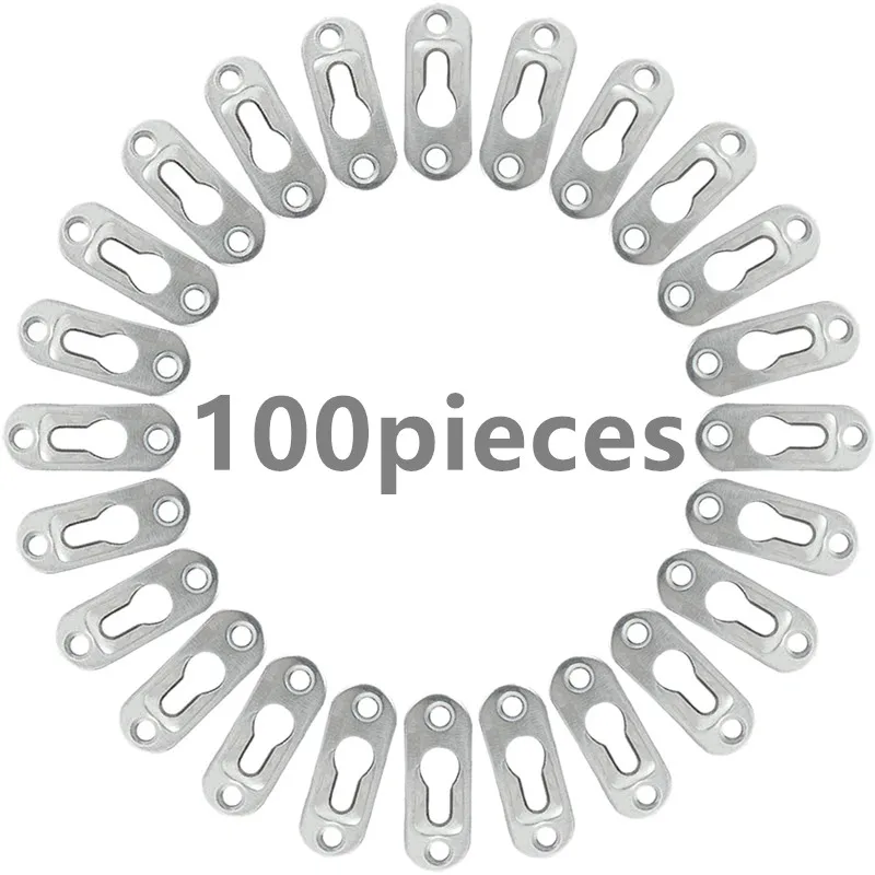 

100PCS Metal Keyhole Hangers Single Hole Wall Hanging Picture Hanger Fasteners Hooks for Mirror Picture Frames Rivet Fittings