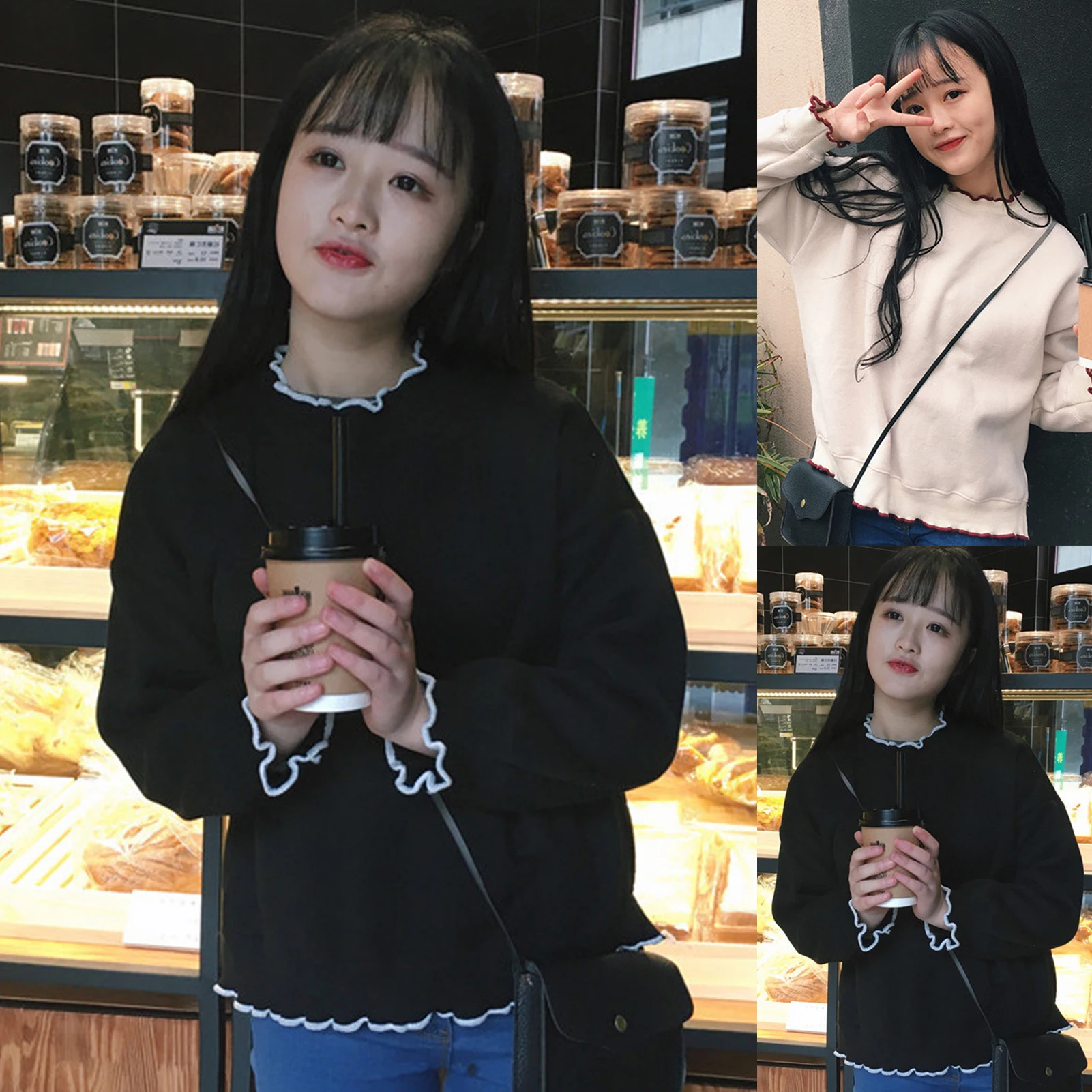 Women Hoodies Autumn Long Sleeve O Neck Wavy Hem Split Plush Sweatshirt Pullover Blouse Women's Clothing ropa de mujer 2021